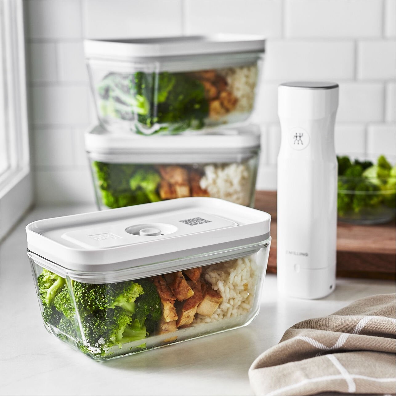 Vakuumbehållare för livsmedel FRESH & SAVE M 900 ml, vit, glas, Zwilling