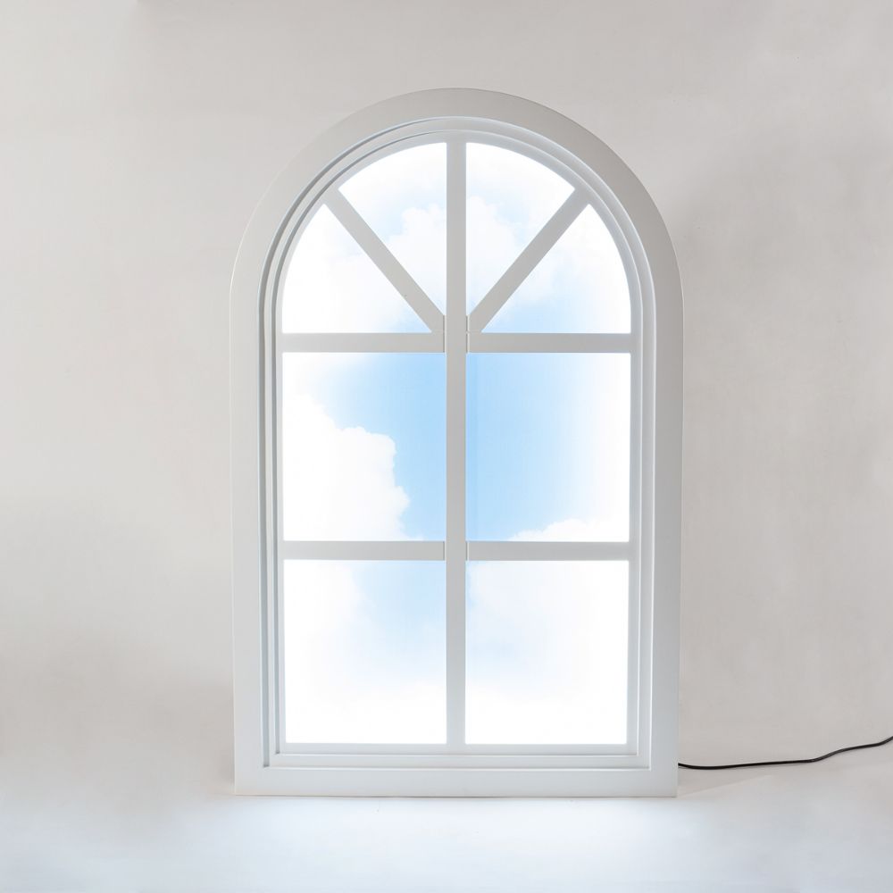 Väggdekorationslampa WINDOW #2 90 x 57 cm, vit, trä/akryl, Seletti