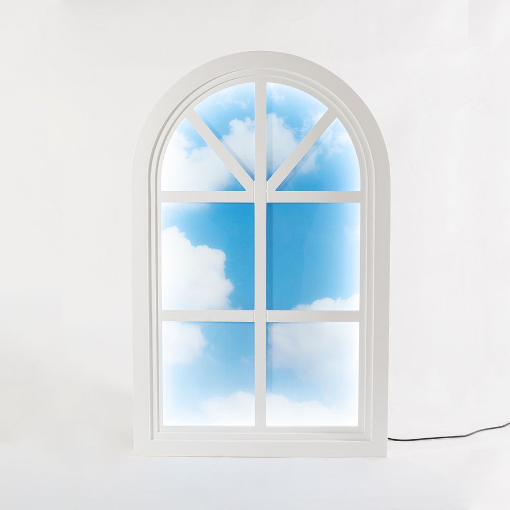 Väggdekorationslampa WINDOW #2 90 x 57 cm, vit, trä/akryl, Seletti