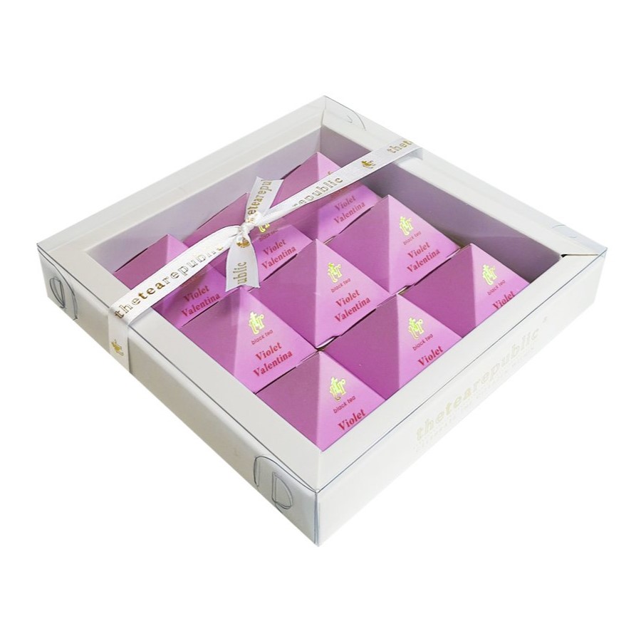 Te i gåvoset VIOLET VALENTINA, 9 tepyramider, The Tea Republic