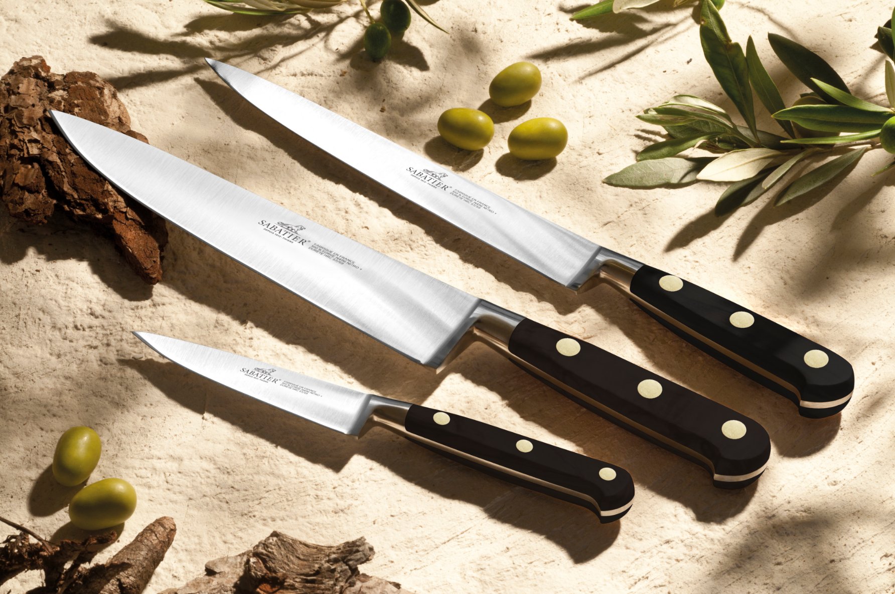 Kockkniv IDÉAL 20 cm, mässingsnitar, svart, Lion Sabatier