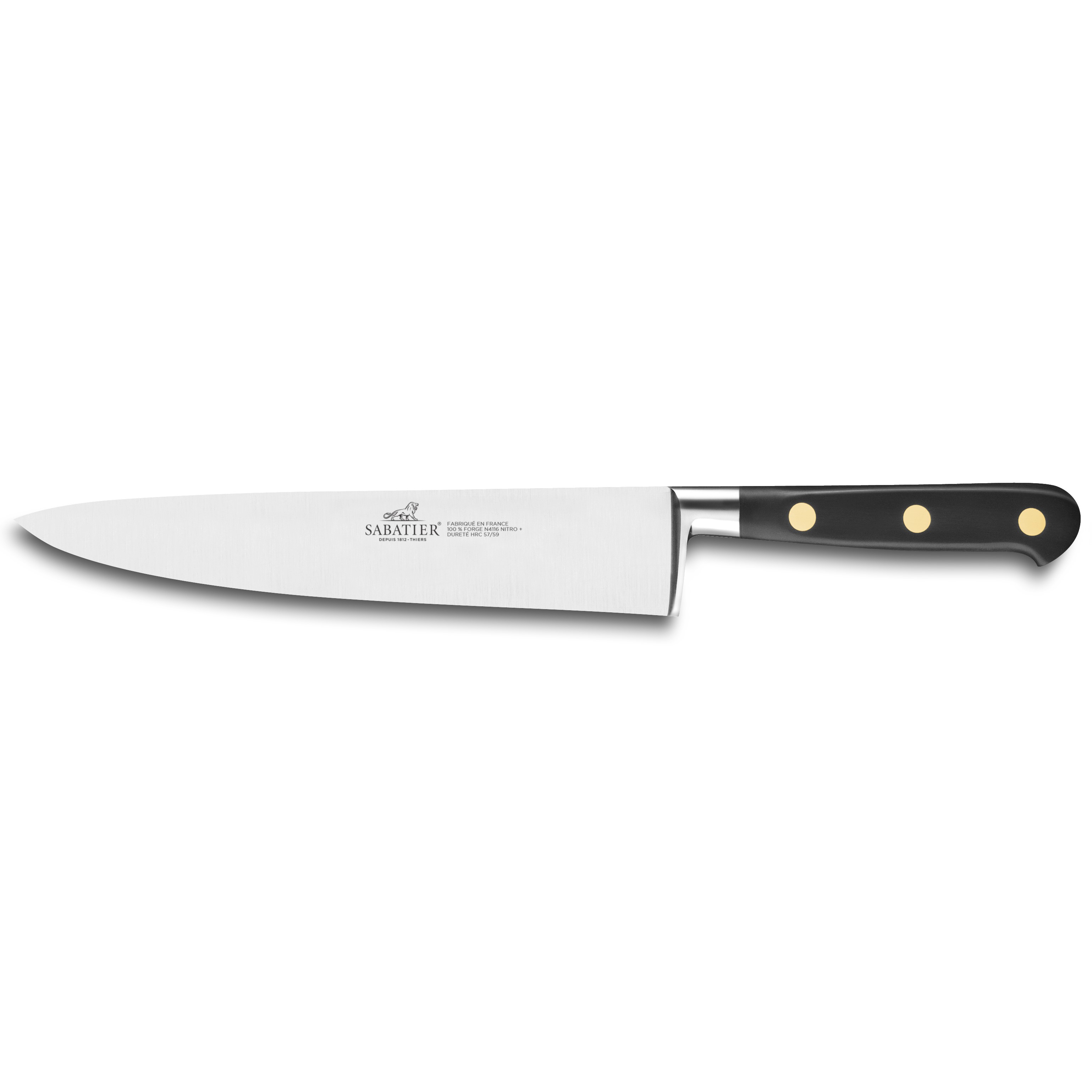 Kockkniv IDÉAL 20 cm, mässingsnitar, svart, Lion Sabatier