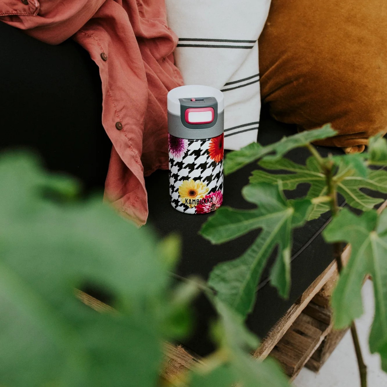 Termosmugg ETNA 300 ml, floral patchwork, rostfritt stål, Kambukka