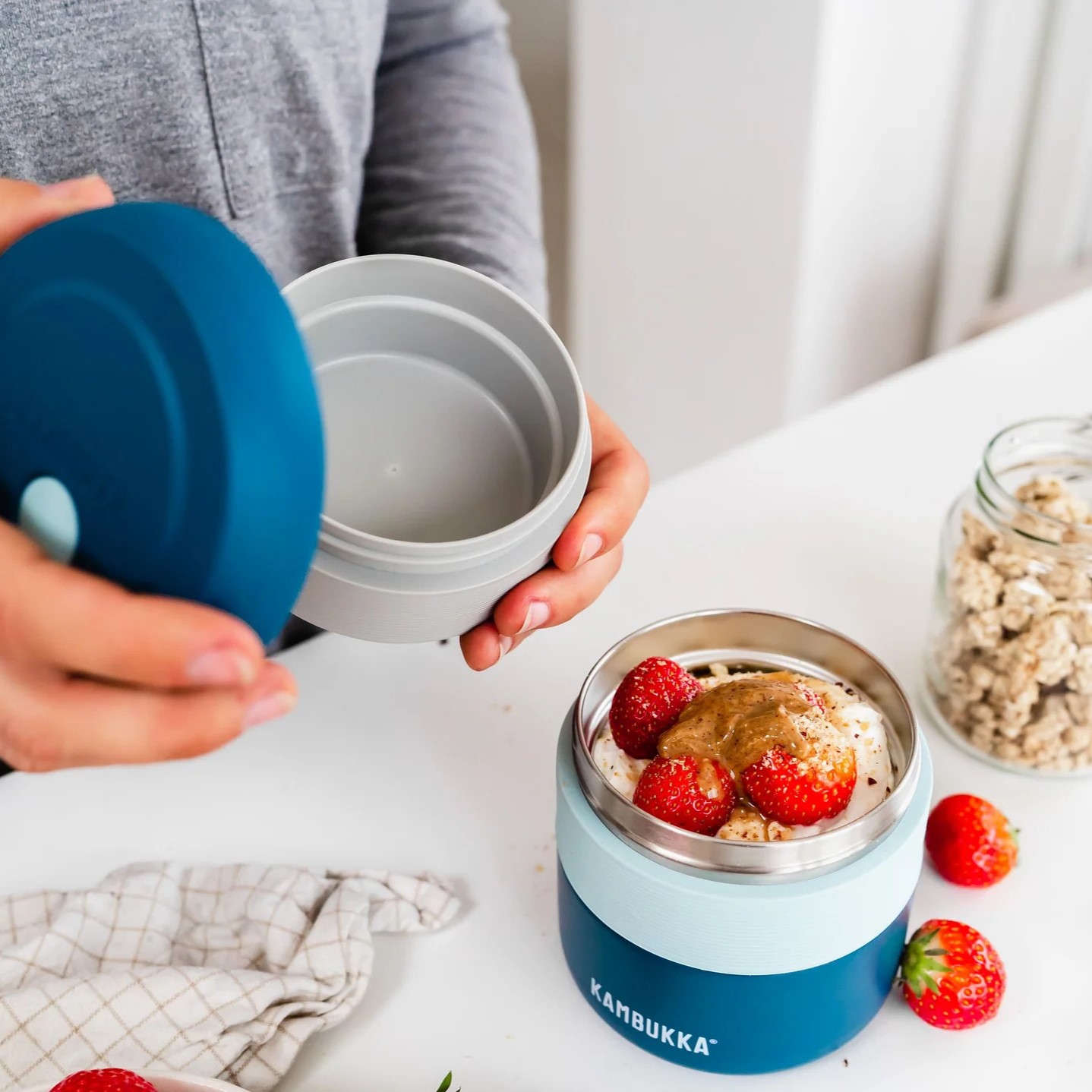 Snackskål för BORA termosbehållare 75 ml, vit, tritan, Kambukka
