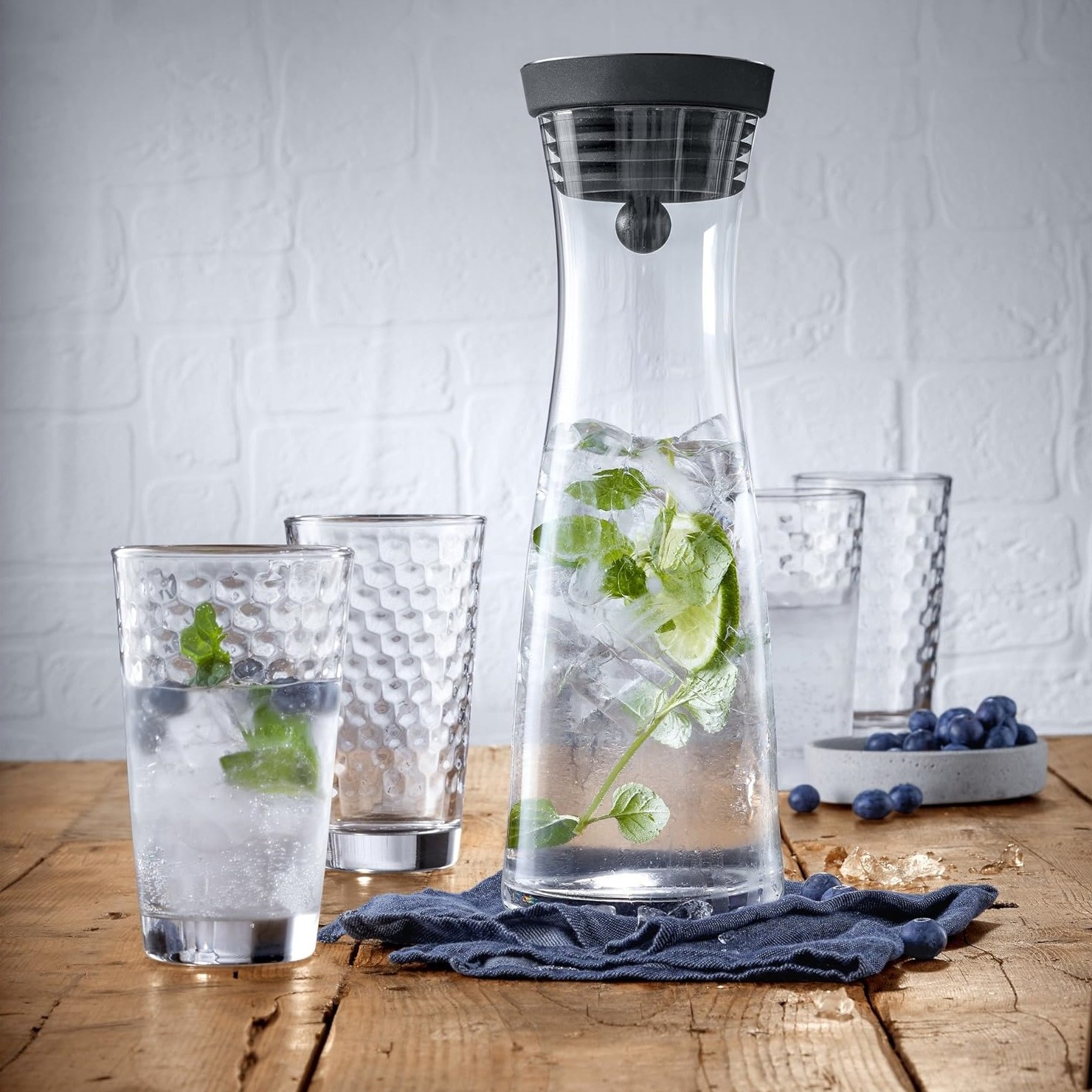 Vattenkaraff BASIC 1 l + vattenglas, set i 5 delar, glas, WMF