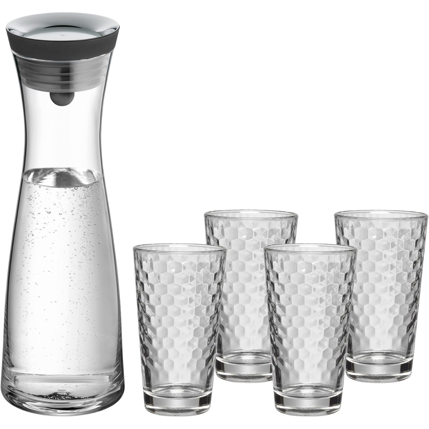 Vattenkaraff BASIC 1 l + vattenglas, set i 5 delar, glas, WMF