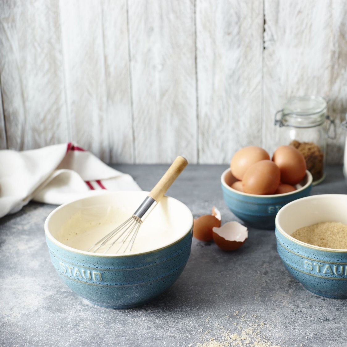 Skål 700 ml, set i 4, turkos, keramik, Staub