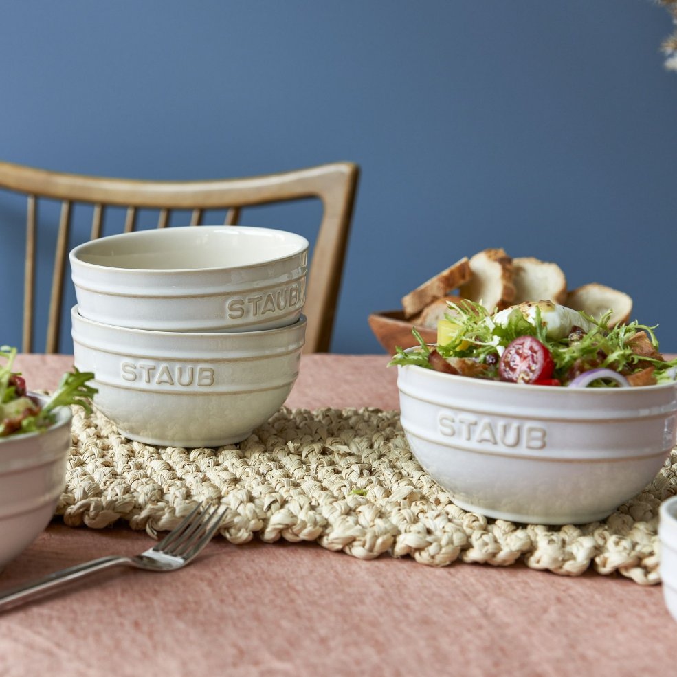 Skål 700 ml, set i 4, elfenben, keramik, Staub