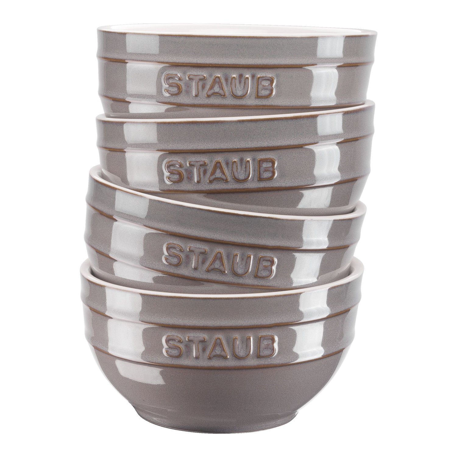 Skål 400 ml, set i 4, grå, keramik, Staub
