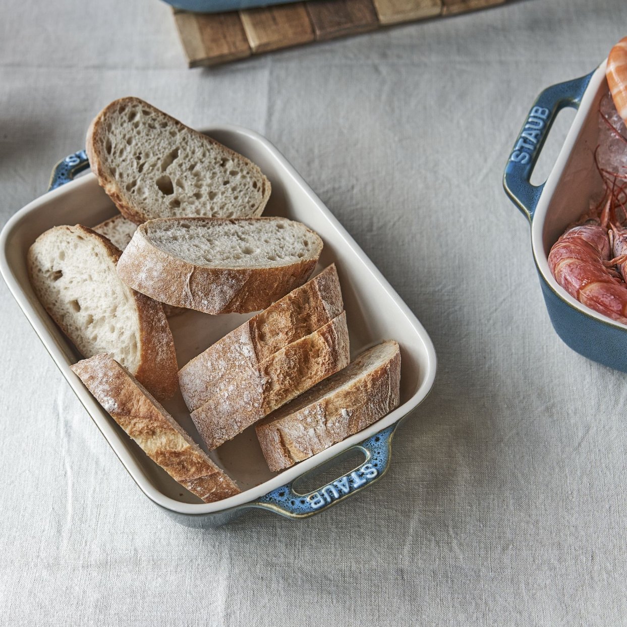 Bakform, set i 3, turkos, keramik, Staub