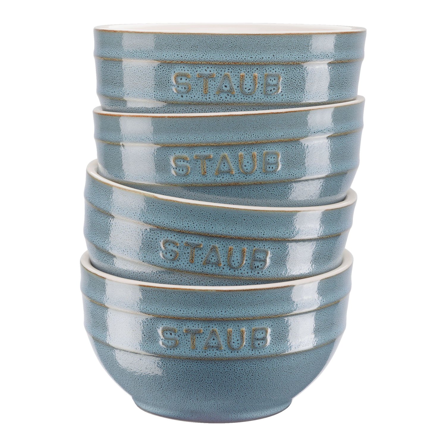 Skål 400 ml, set i 4, turkos, keramik, Staub