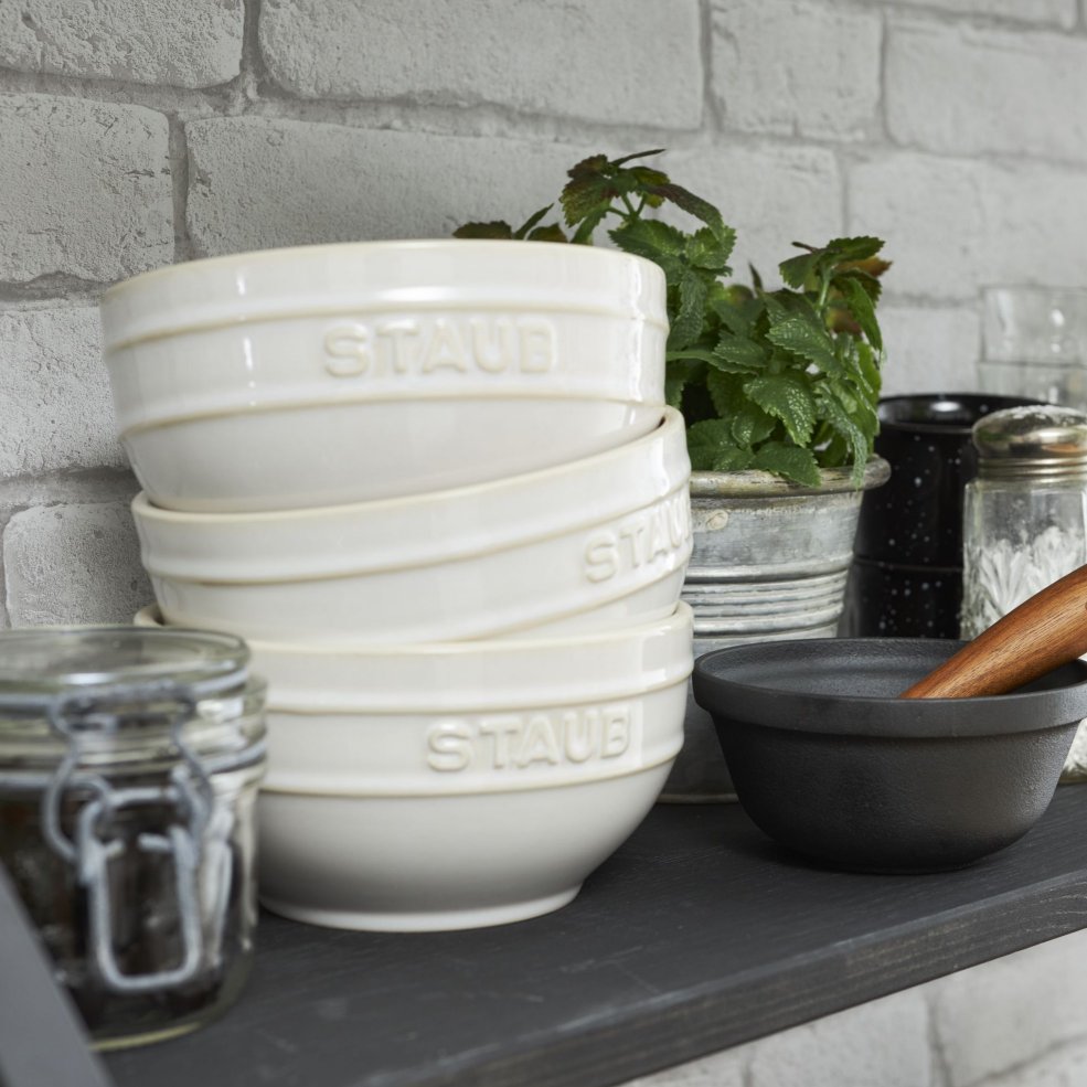 Skål 400 ml, set i 4, elfenben, keramik, Staub