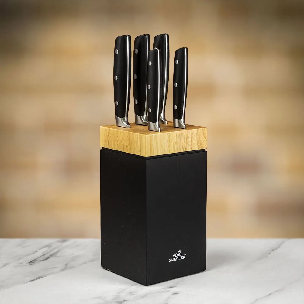 Knivblock SEATTLE, med JANUS-knivar, set om 6, Lion Sabatier