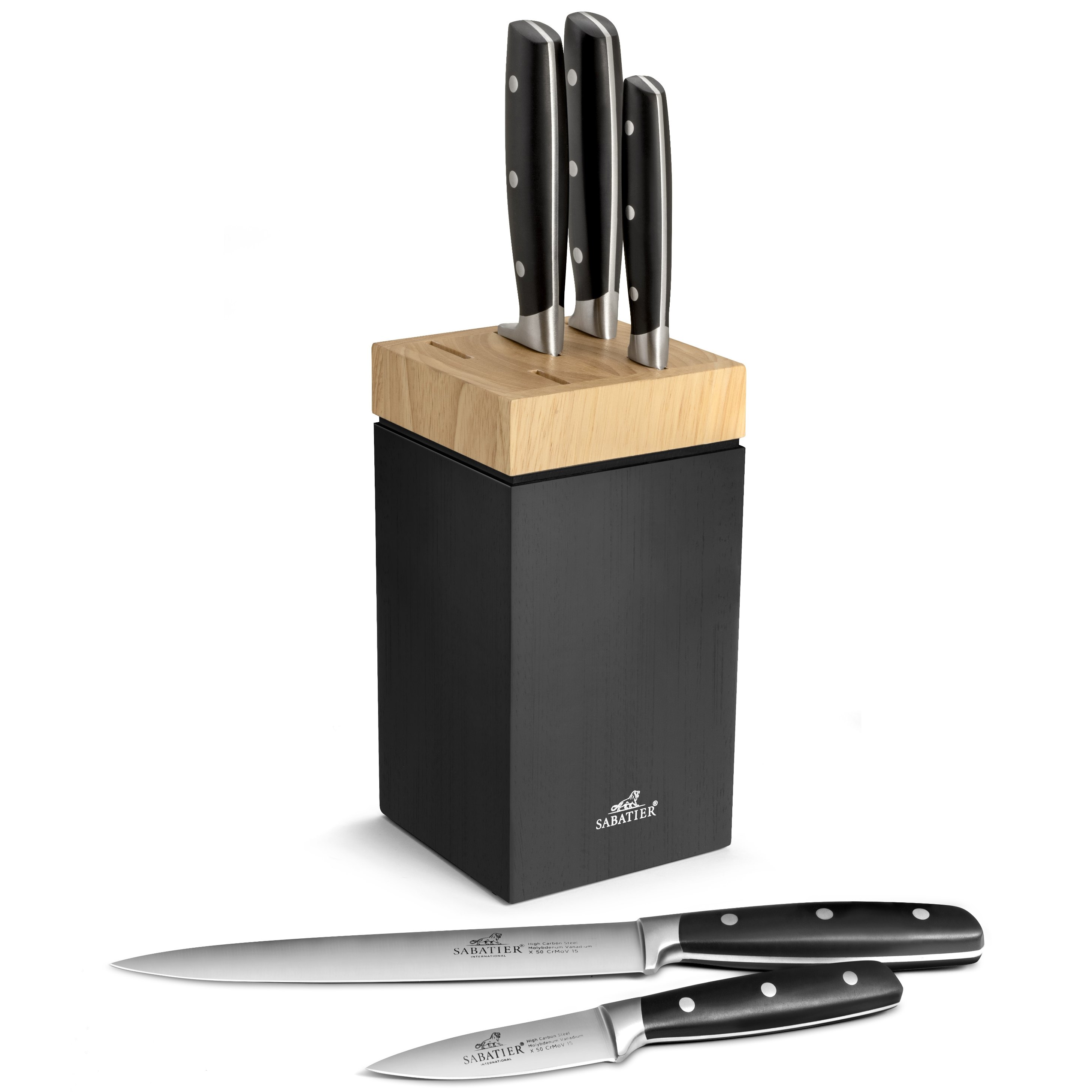 Knivblock SEATTLE, med JANUS-knivar, set om 6, Lion Sabatier