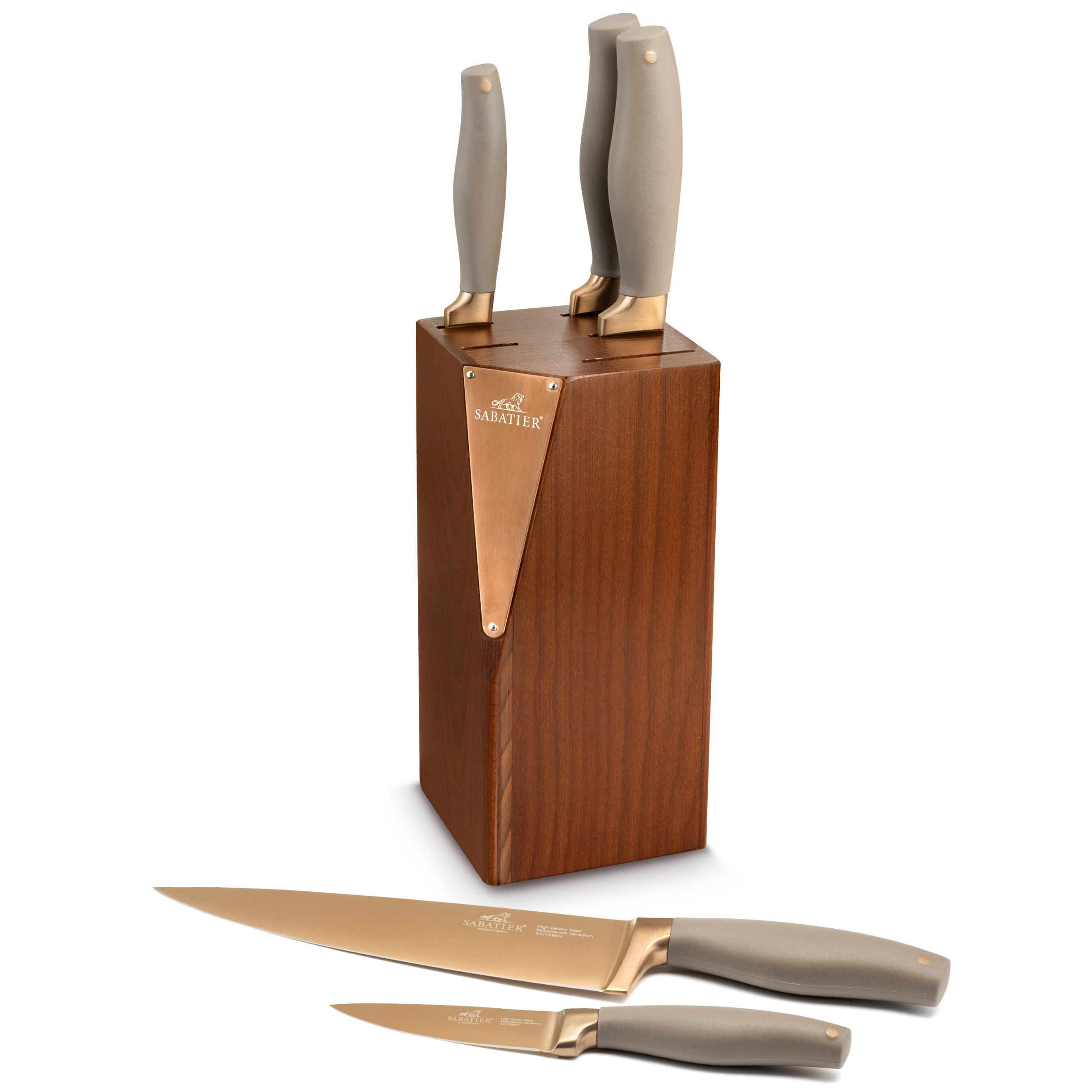 Knivblock SEKI, med knivar COPPER, set om 6, Lion Sabatier