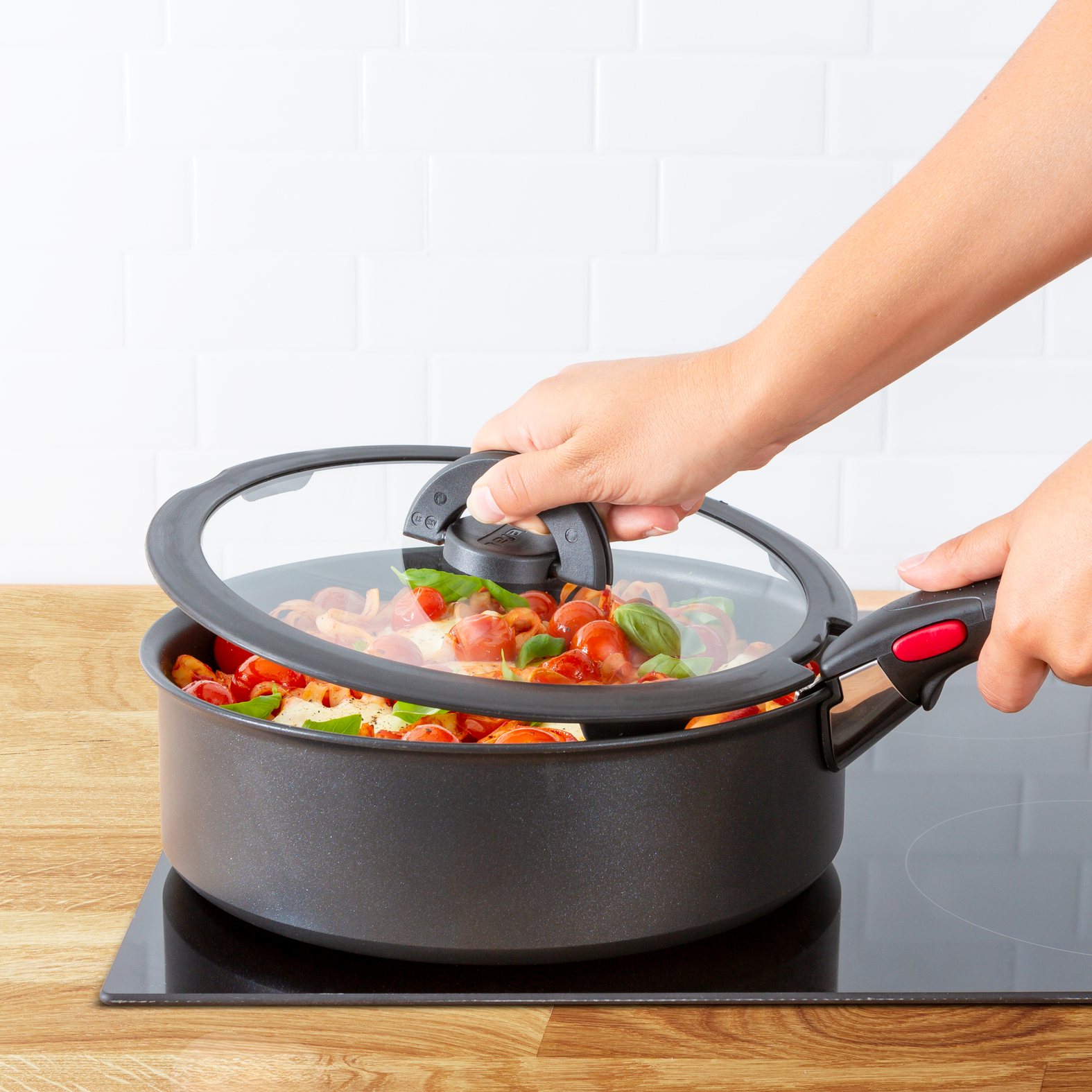 Grytlock INGENIO L9846453, set i 3 delar, 16 + 18 + 20 cm, glas, Tefal