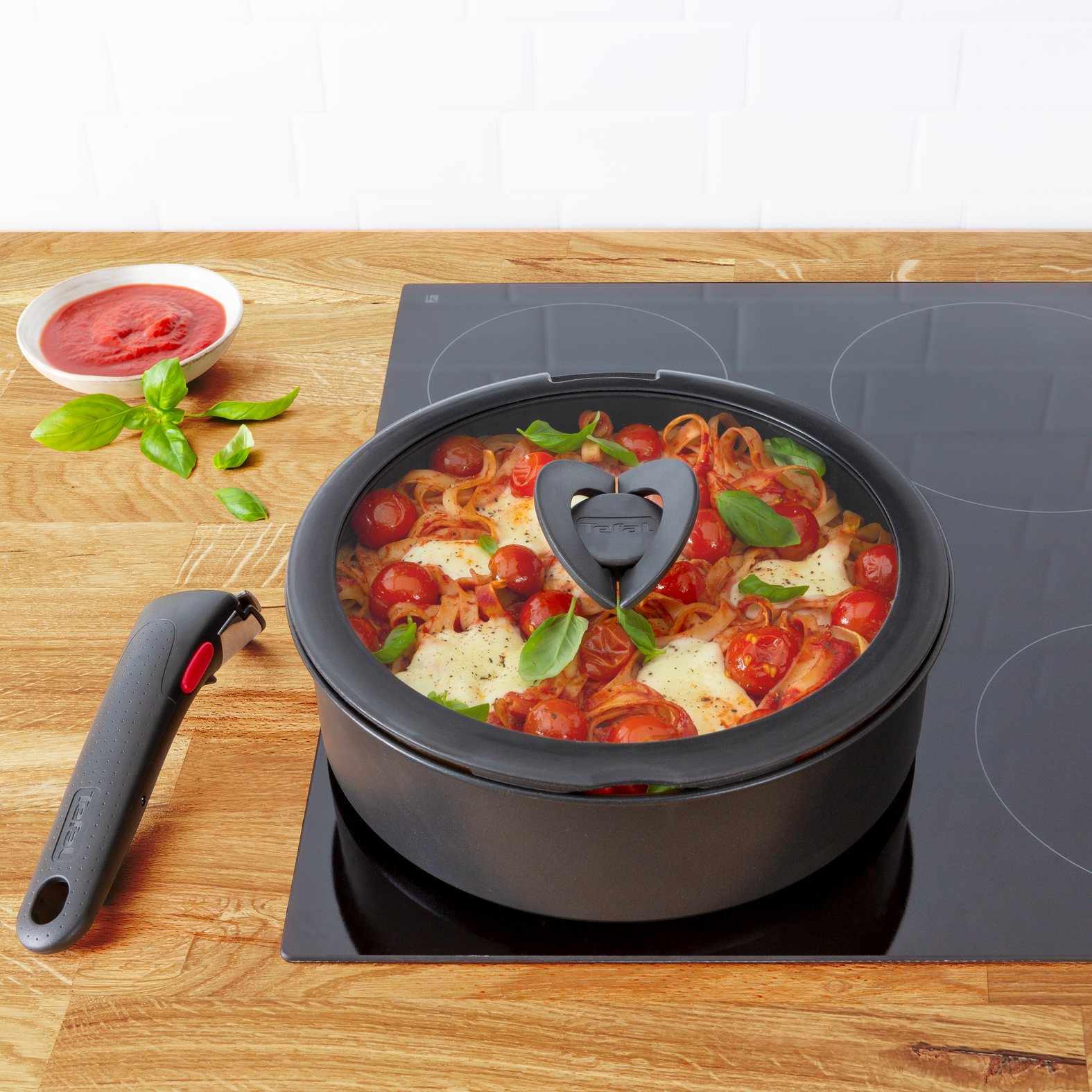 Grytlock INGENIO L9846453, set i 3 delar, 16 + 18 + 20 cm, glas, Tefal
