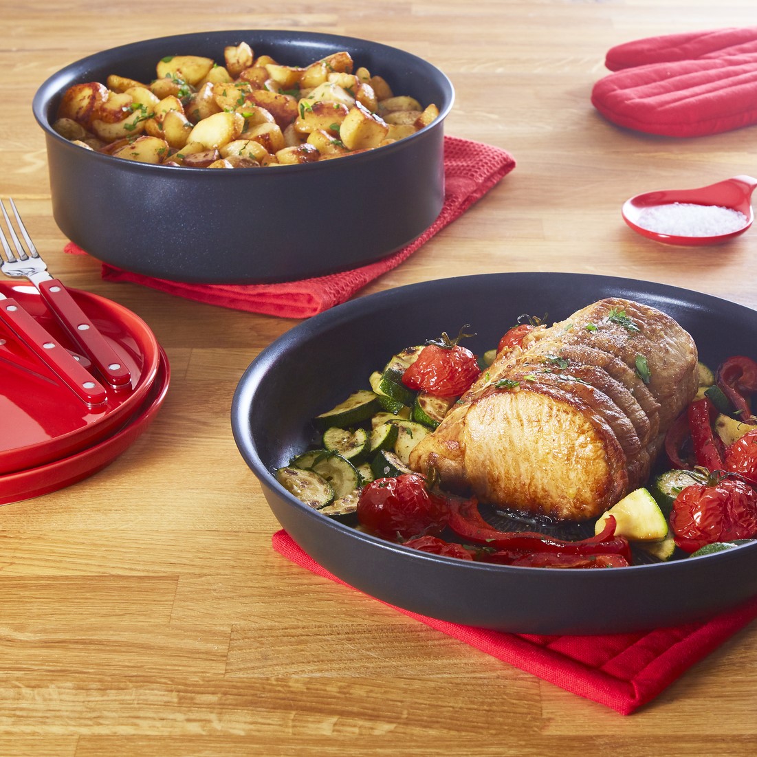 Kastrullset INGENIO UNLIMITED L7639002, set i 13, svart, aluminium, Tefal