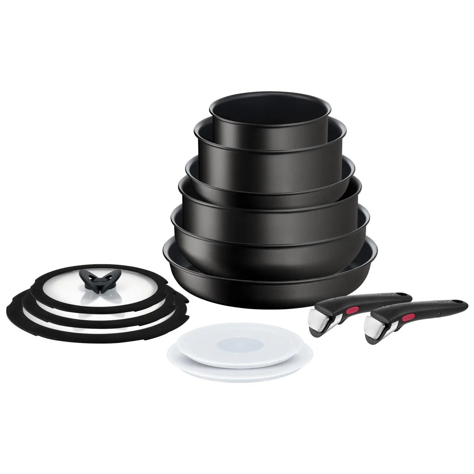 Kastrullset INGENIO UNLIMITED L7639002, set i 13, svart, aluminium, Tefal