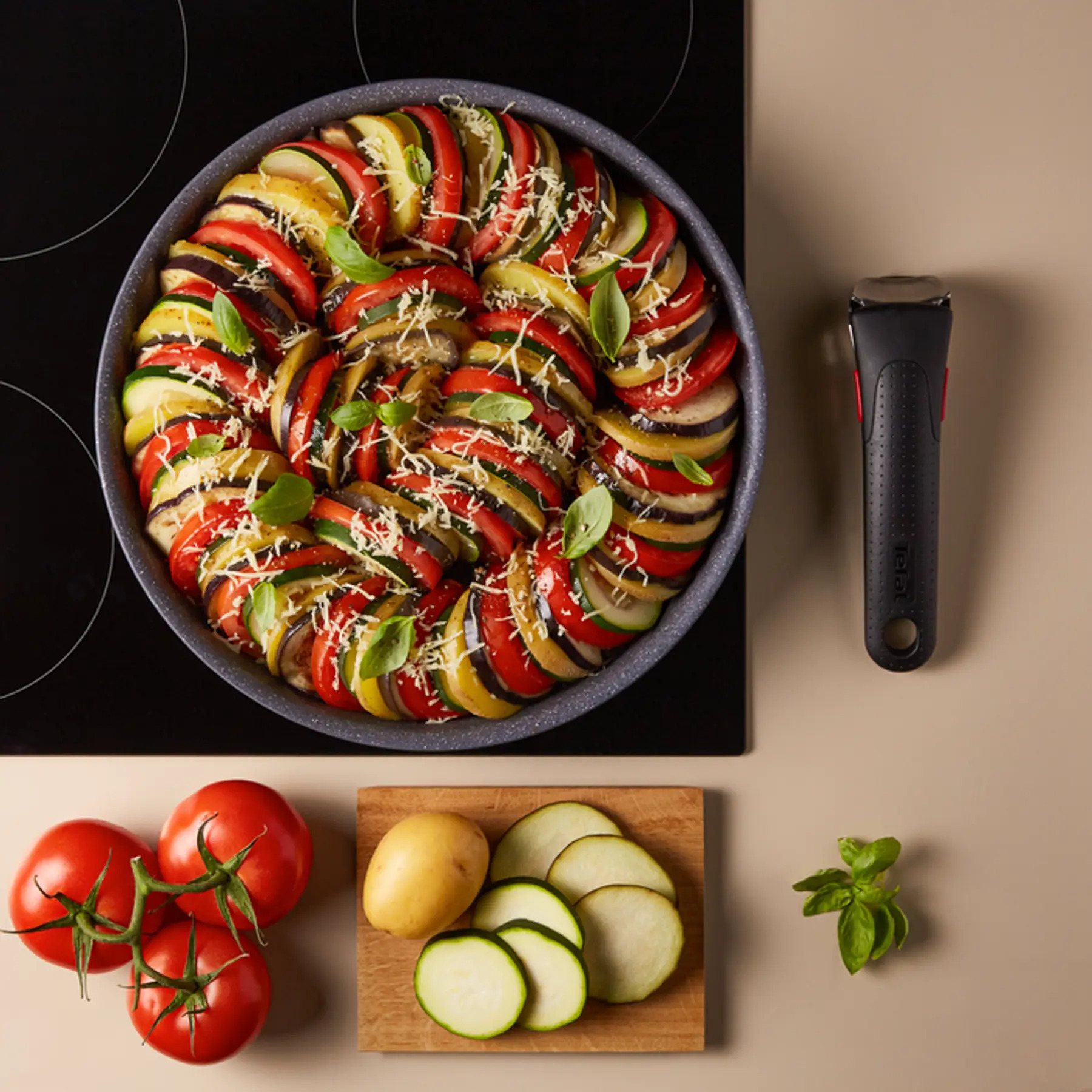 Kastrullset INGENIO NATURAL FORCE L3969002, set i 4, grå, aluminium, Tefal