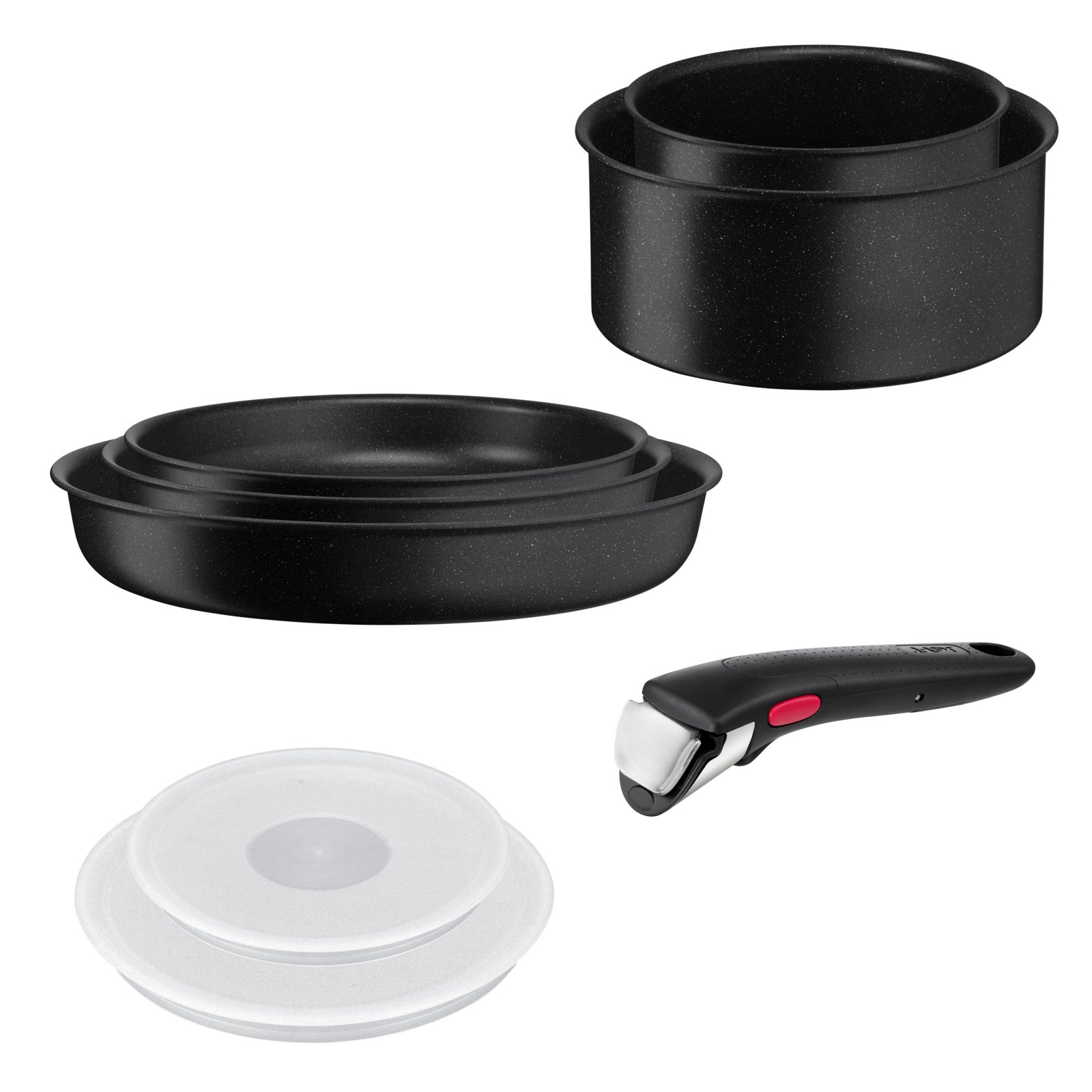 Kastrullset INGENIO BLACK STONE L3998802, set i 8, svart, aluminium, Tefal