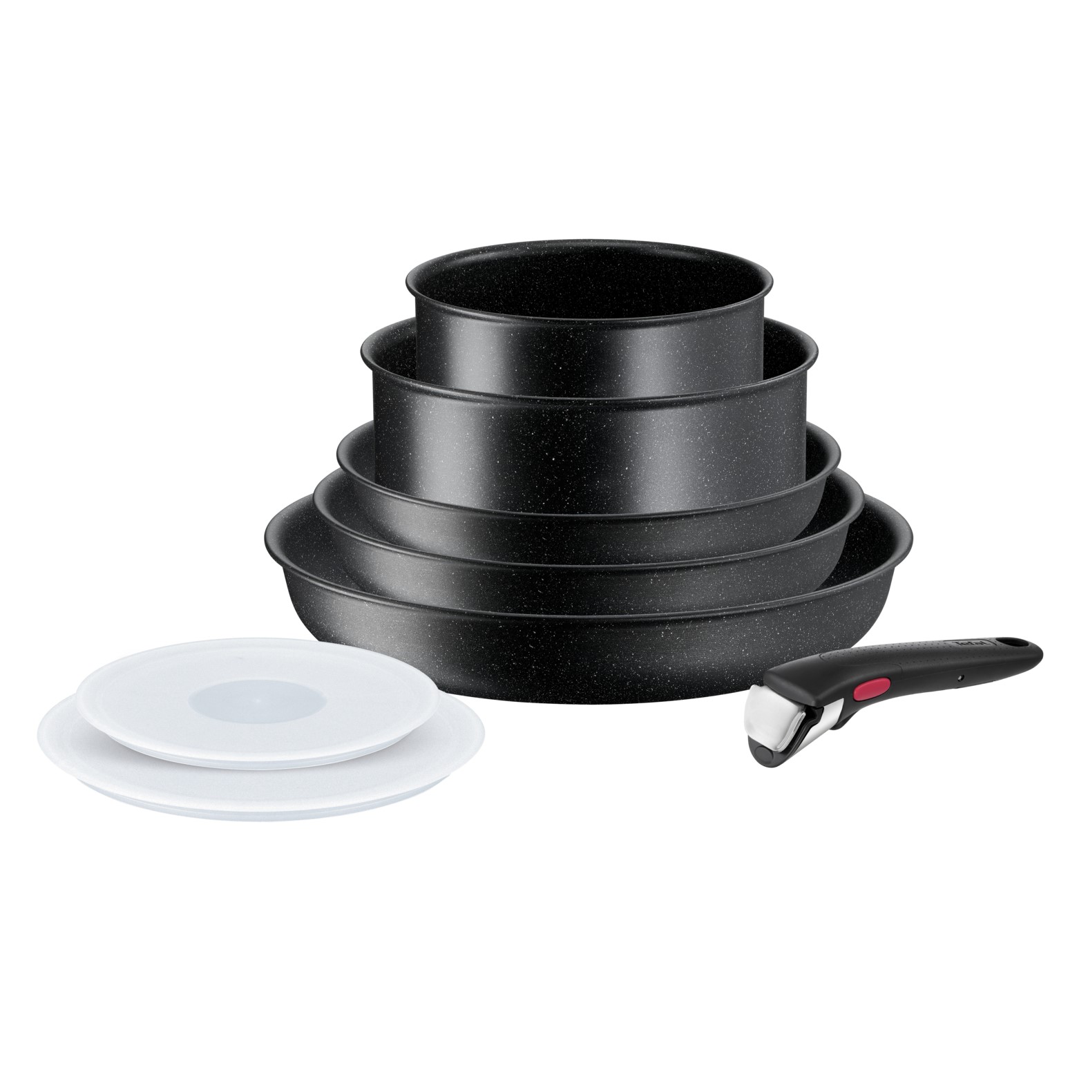 Kastrullset INGENIO BLACK STONE L3998802, set i 8, svart, aluminium, Tefal