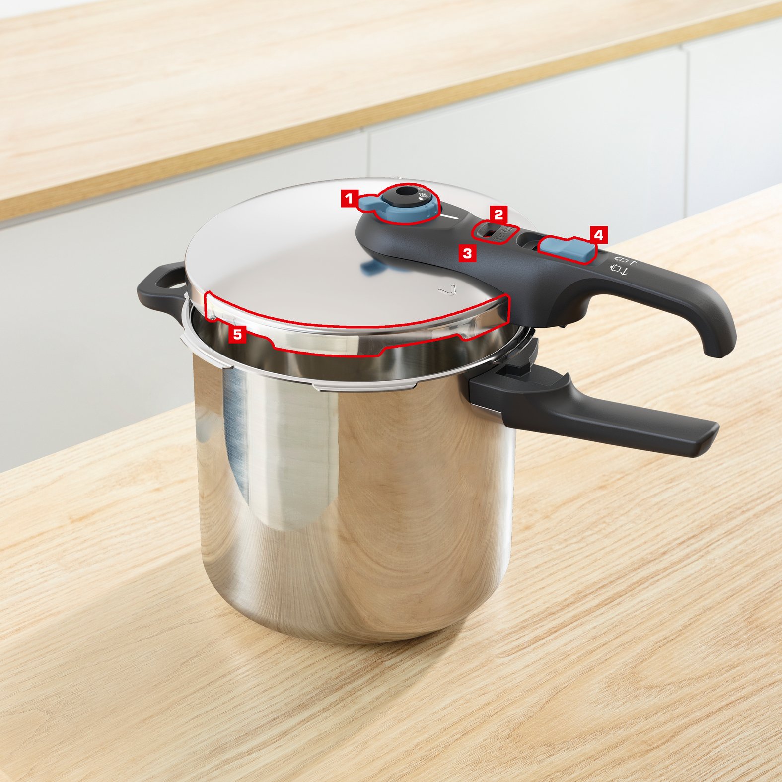 Tryckkokare SECURE TRENDY P2584401 8 l, rostfritt stål, Tefal