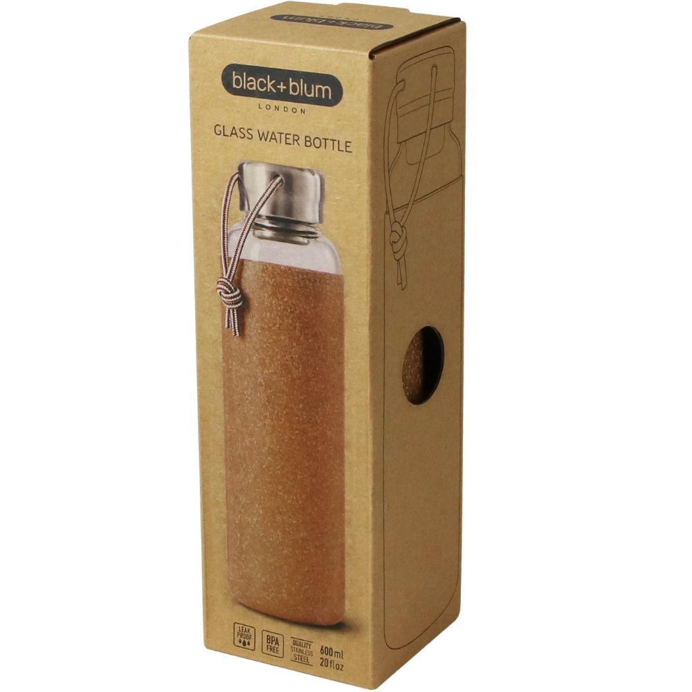 Vattenflaska 600 ml, mandel, glas, Black+Blum