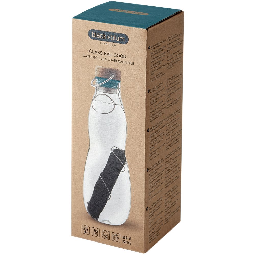 Vattenflaska EAU GOOD 650 ml, ocean, glas, Black+Blum