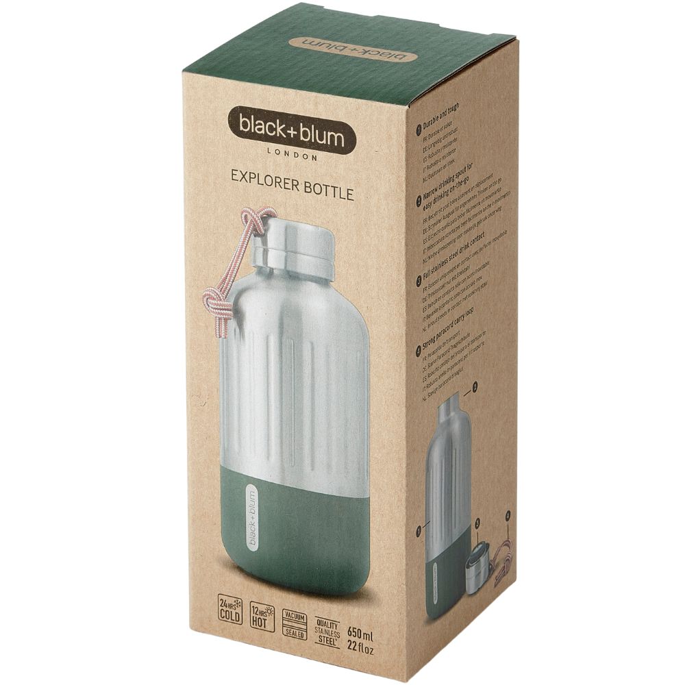 Vattenflaska EXPLORER 650 ml, oliv, rostfritt stål, Black+Blum