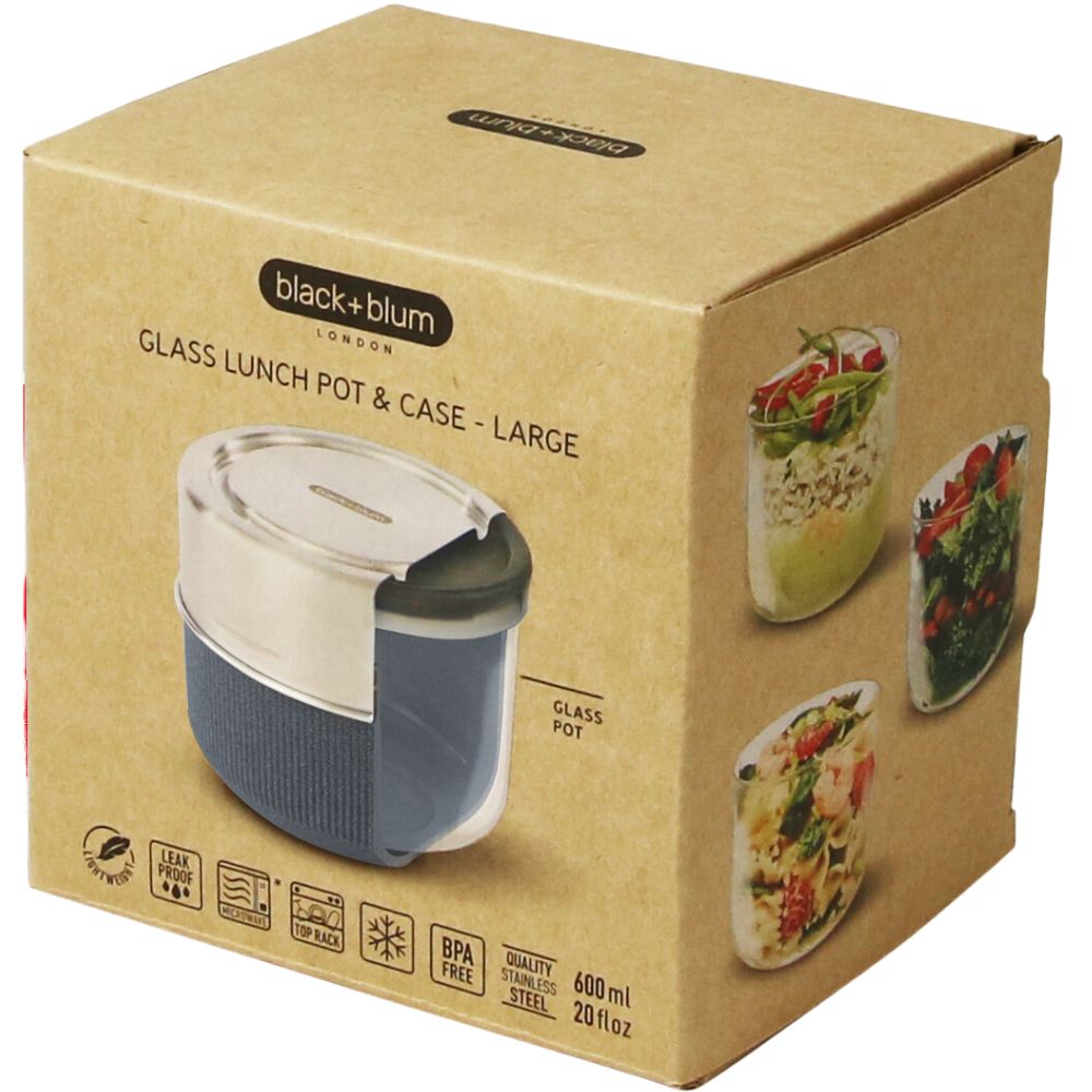 Lunchlåda 600 ml, grå, glas, Black+Blum