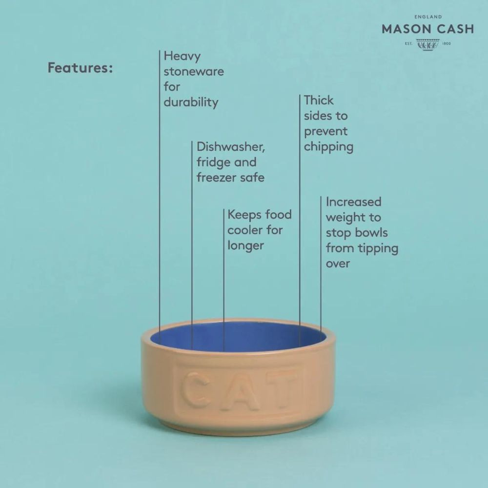 Kattskål PETWARE CANE 13 cm, kanel/blå, stengods, Mason Cash