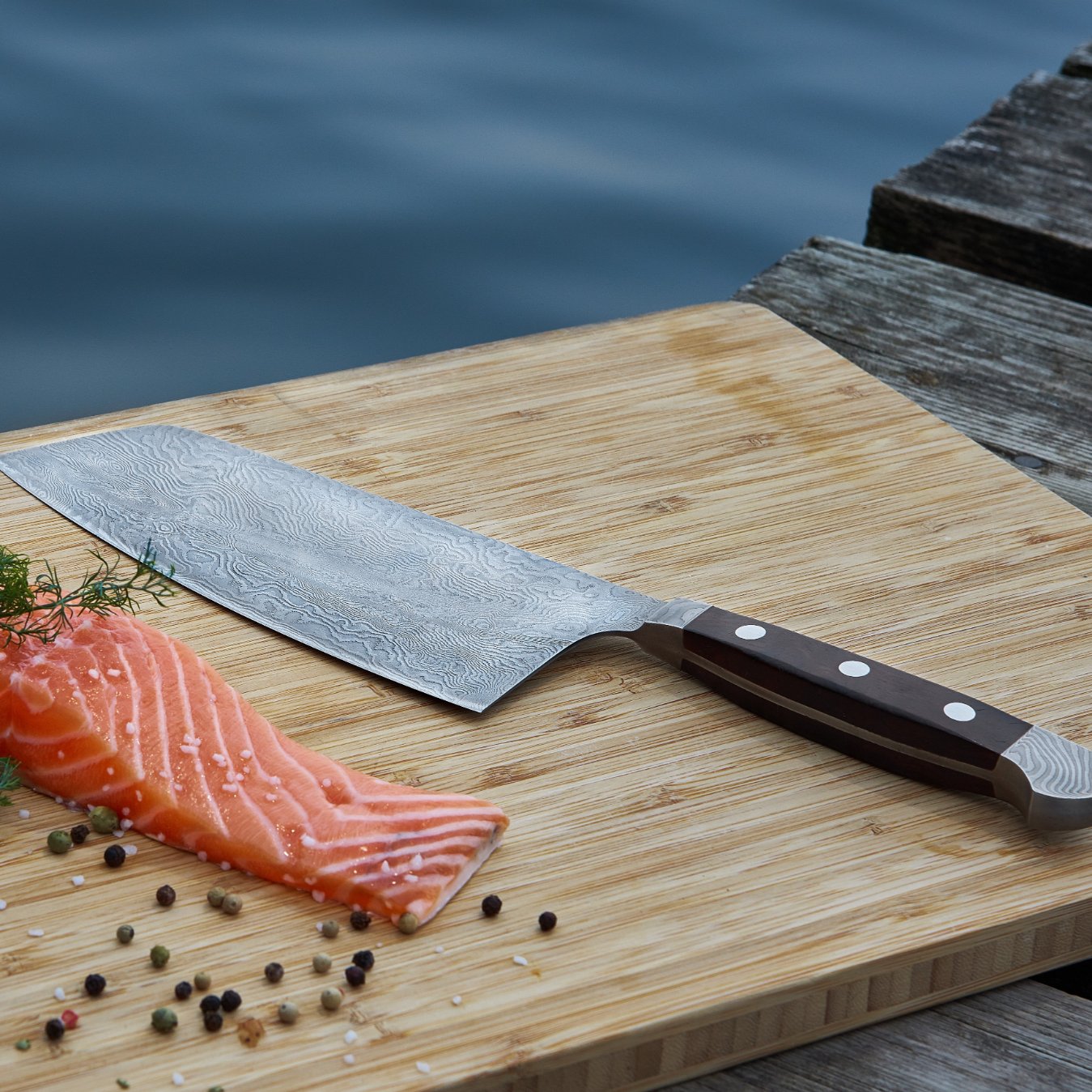 Japansk kniv CHAI DAO DAMASCUS 16 cm, brun, Güde