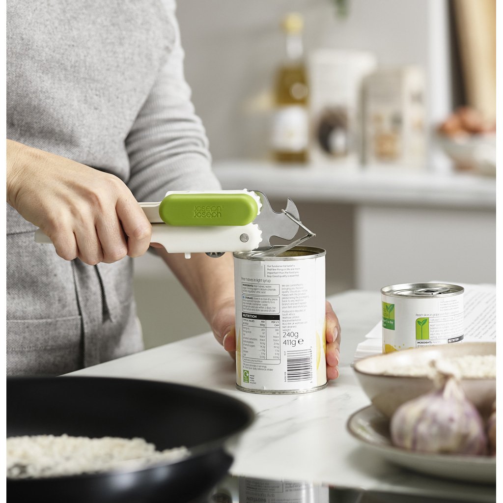 Konservöppnare DUO 20194 18 cm, vit/grön, plast, Joseph Joseph