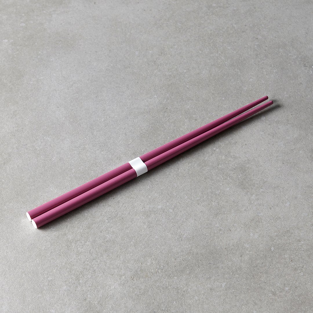 Chopsticks 22,5 cm, plommon / vit, bambu, MIJ