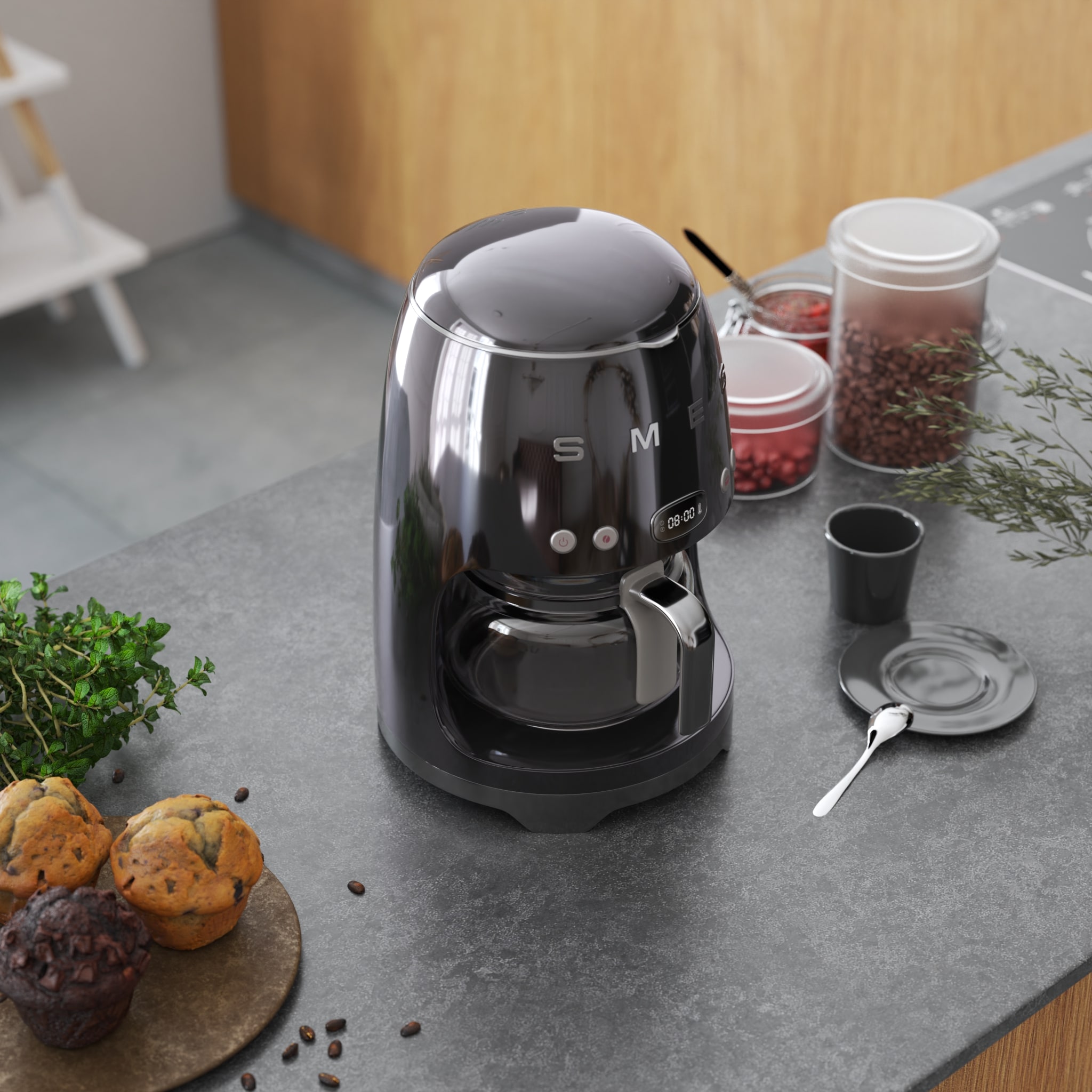 Kaffebryggare DCF02BLEU svart, Smeg