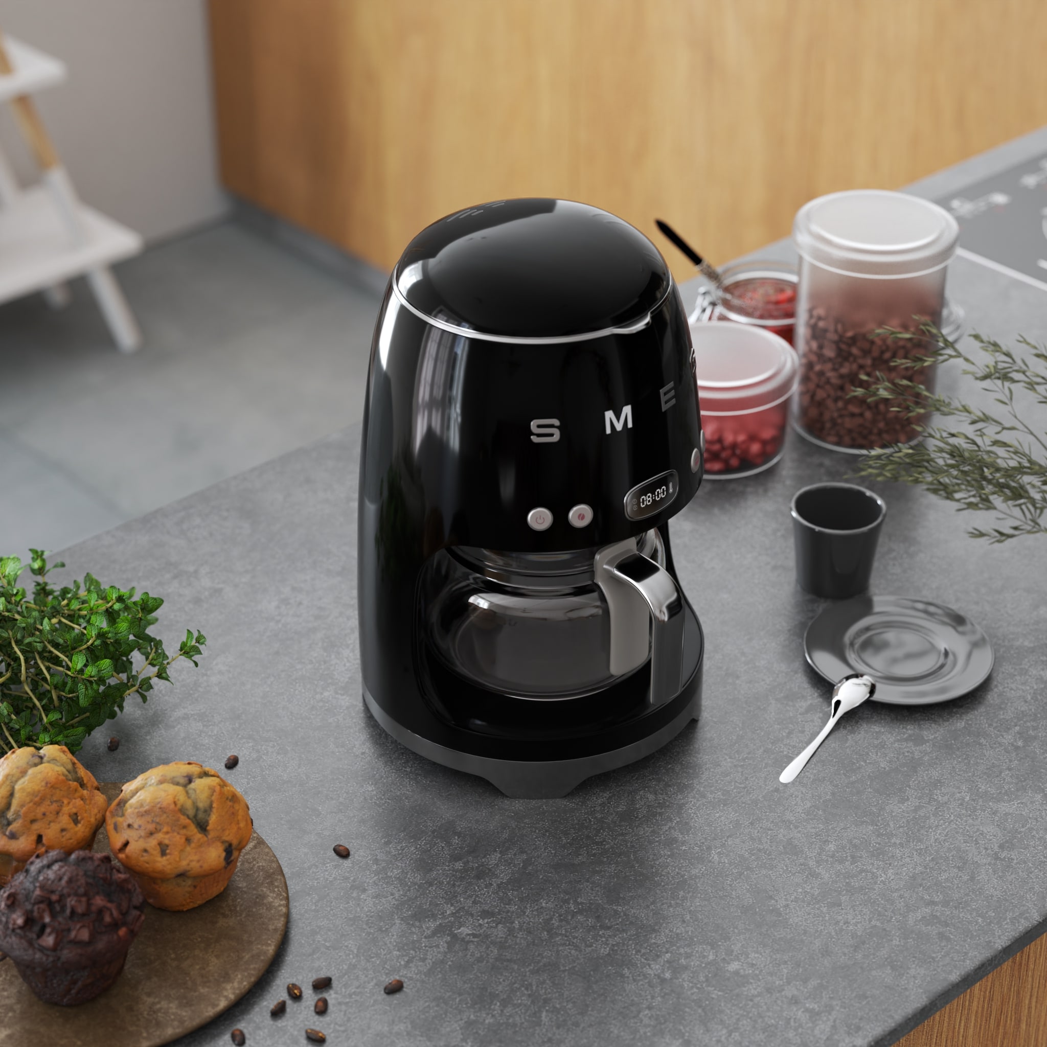 Kaffebryggare DCF02BLEU svart, Smeg
