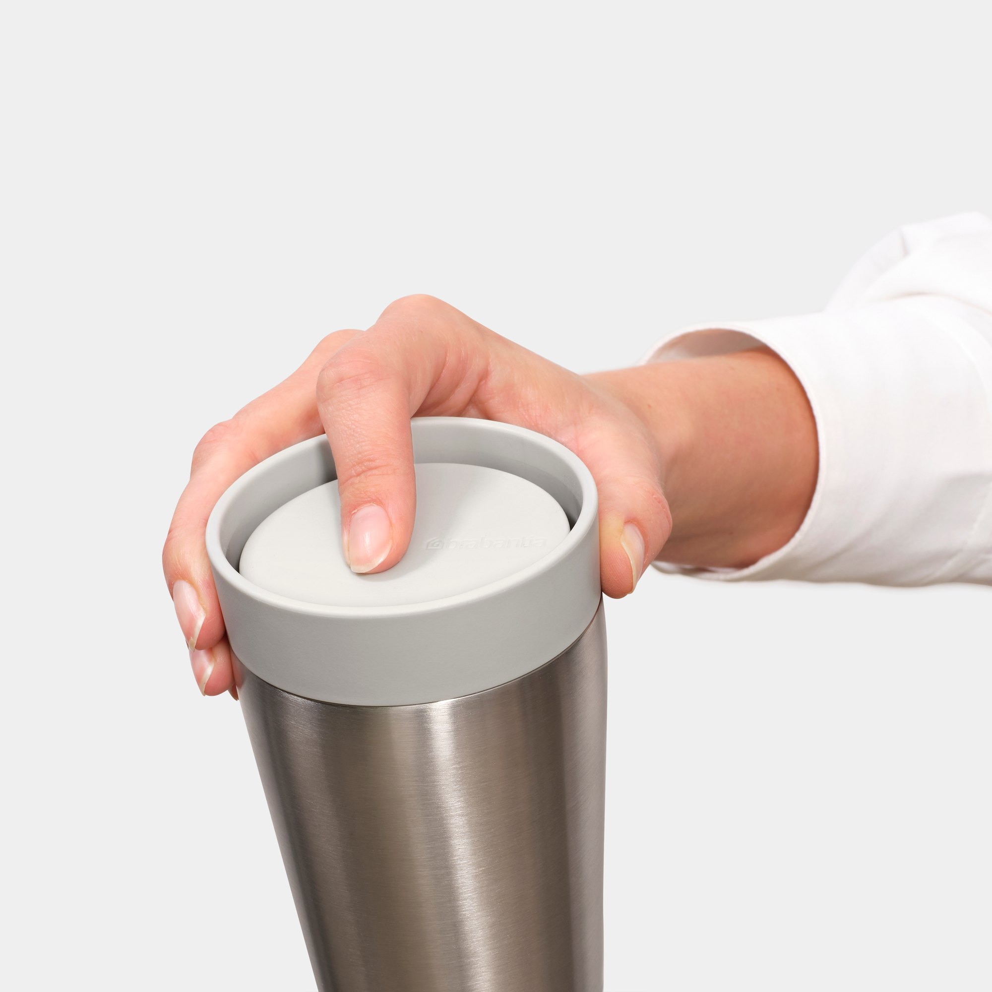 Termosmugg MAKE & TAKE 200 ml, ljusgrå, stål, Brabantia