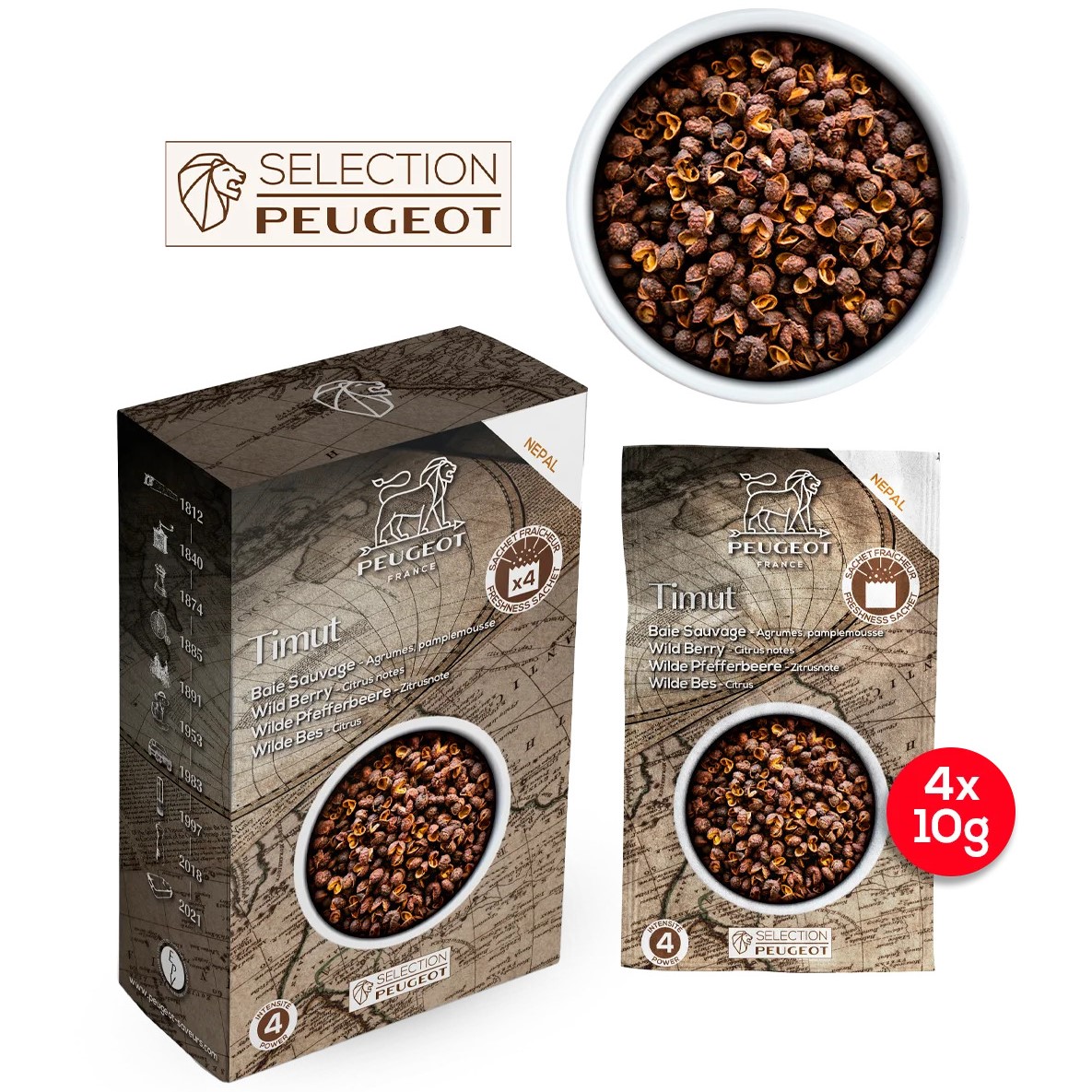 Vildpeppar TIMUT 4 x 10 g, Peugeot