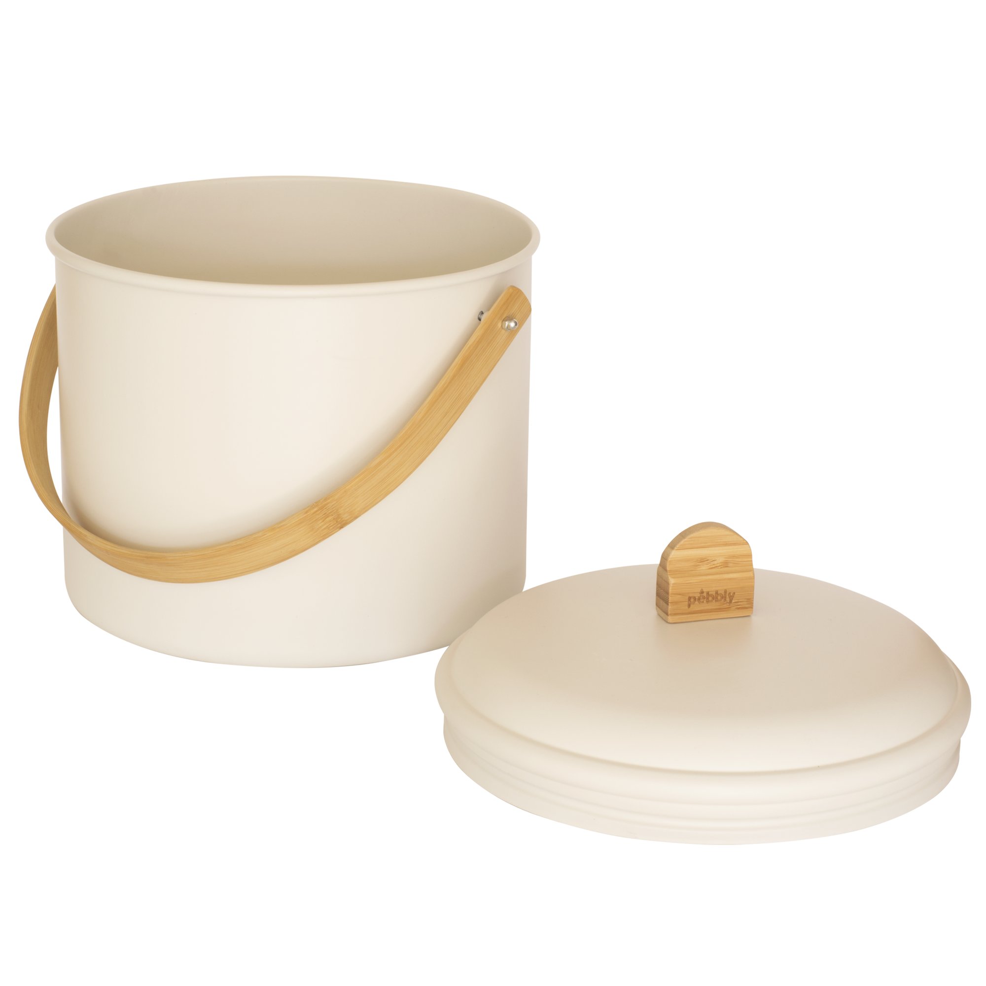 Kompost NBA202 3,5 l, beige, stål / bambu, Pebby