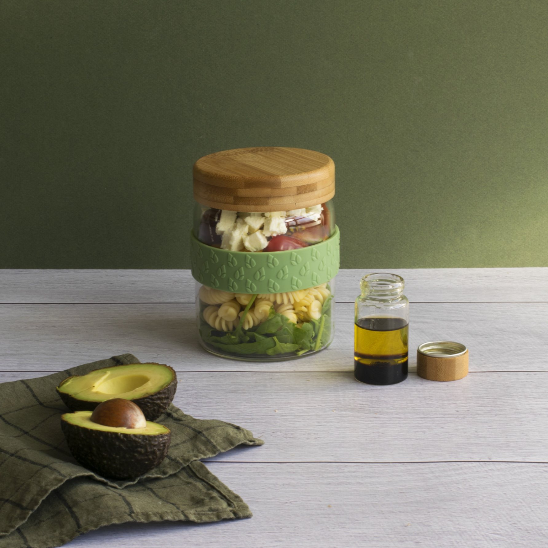Lunchburk PKV-031, set i 2 delar, glas / bambu, Pebby