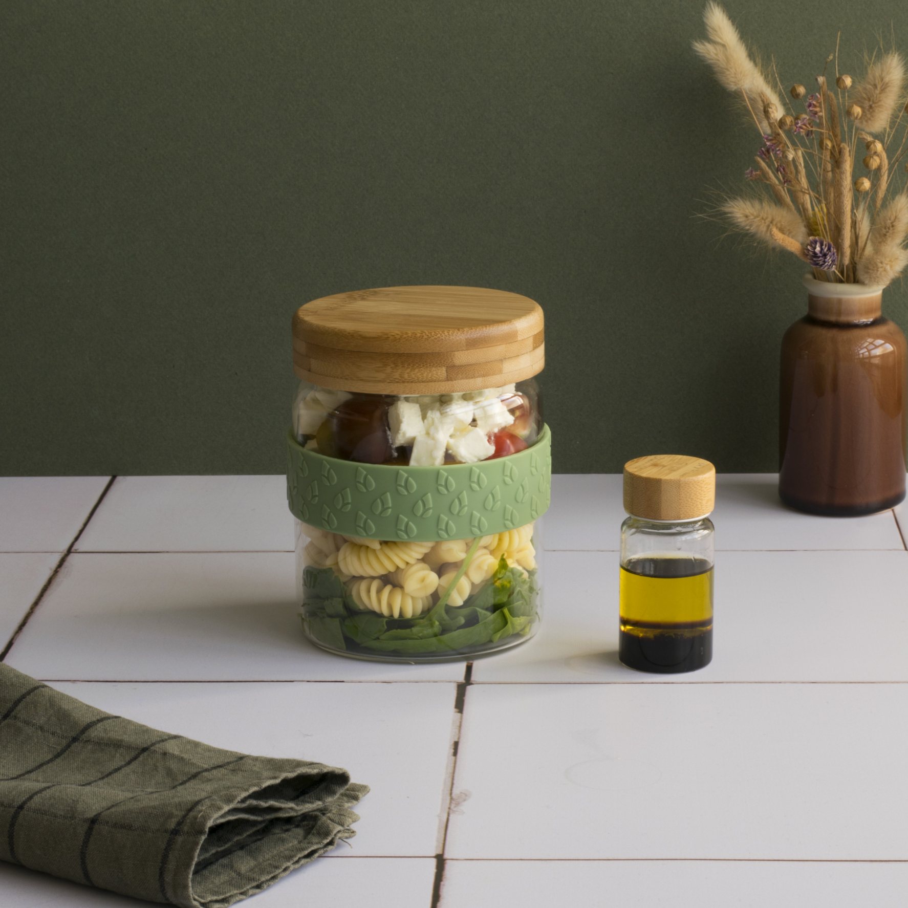 Lunchburk PKV-031, set i 2 delar, glas / bambu, Pebby