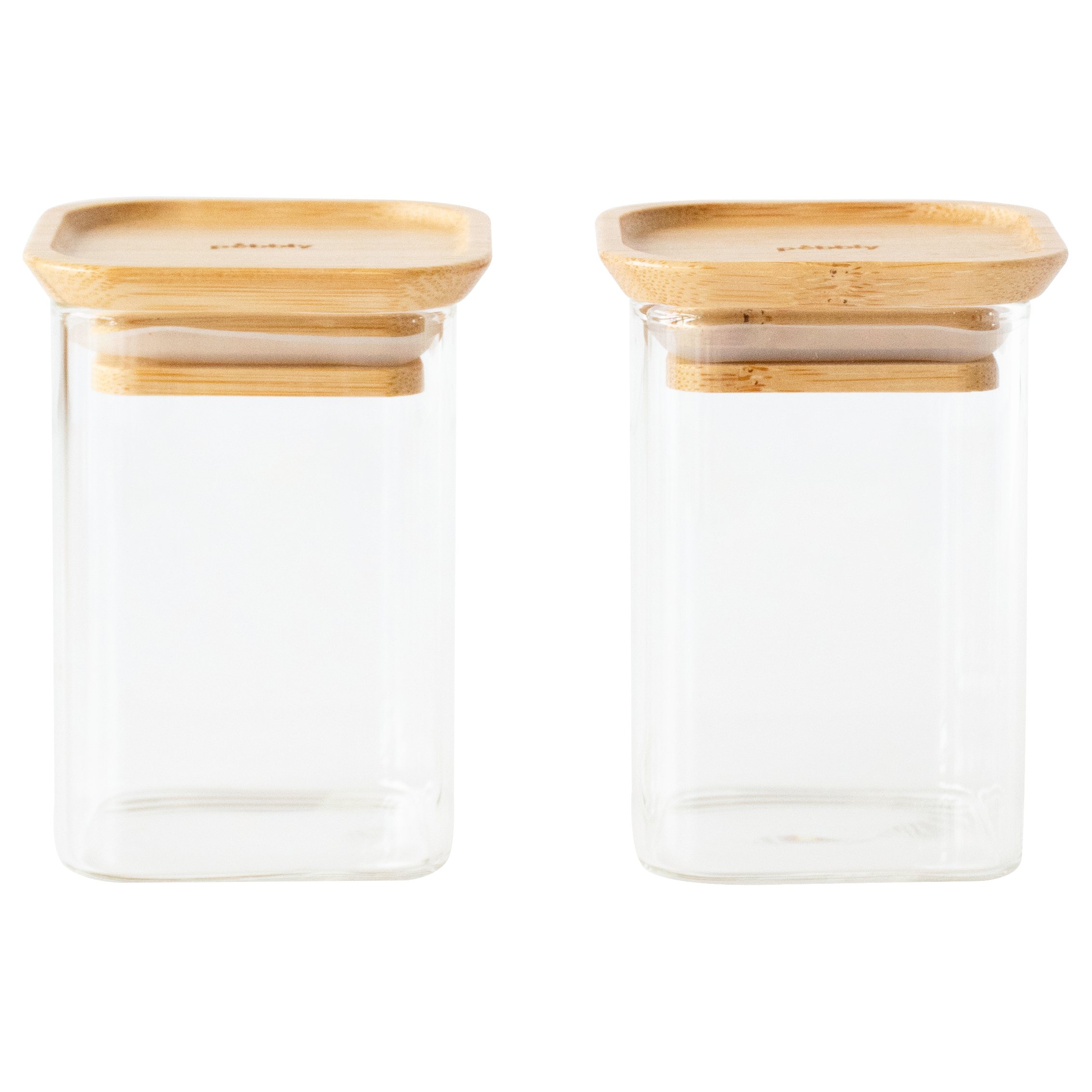 Köksförvaringsburk PKV-047, set i 2 delar, glas / bambu, Pebbly