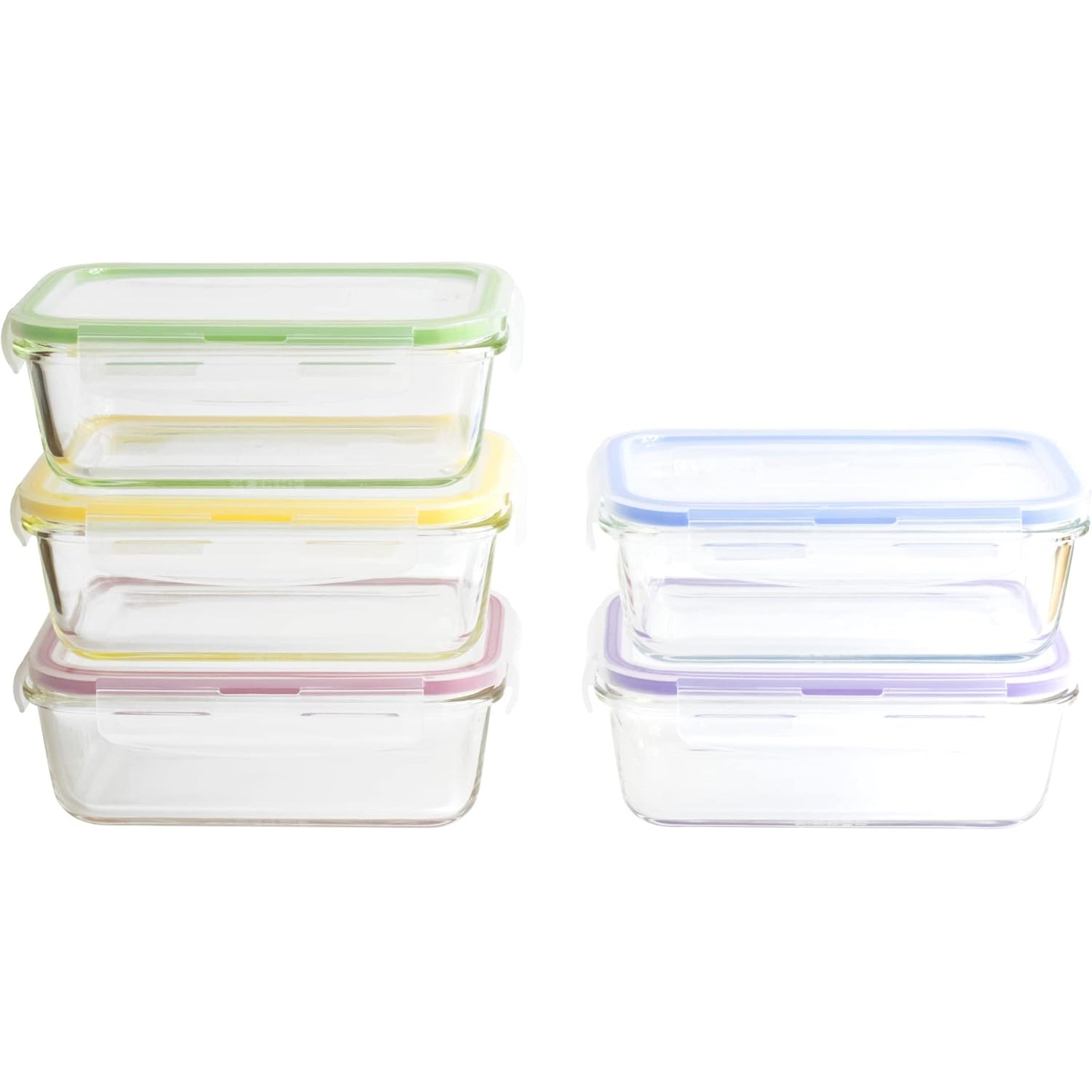 Matförvaring PKV-5SRB 850 ml, set i 5 delar, glas / plast, Pebbly