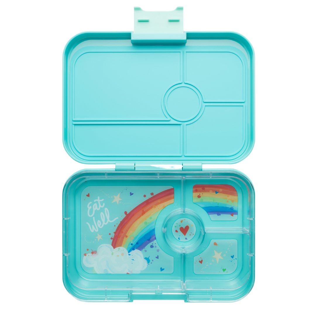 Lunchlåda TAPAS XL 4 1 l, turkos / regnbåge, plast, Yumbox