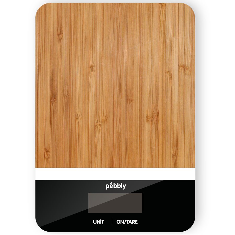 Digital matvåg PEB-BRN 23 cm, svart, bambu, Pebbly