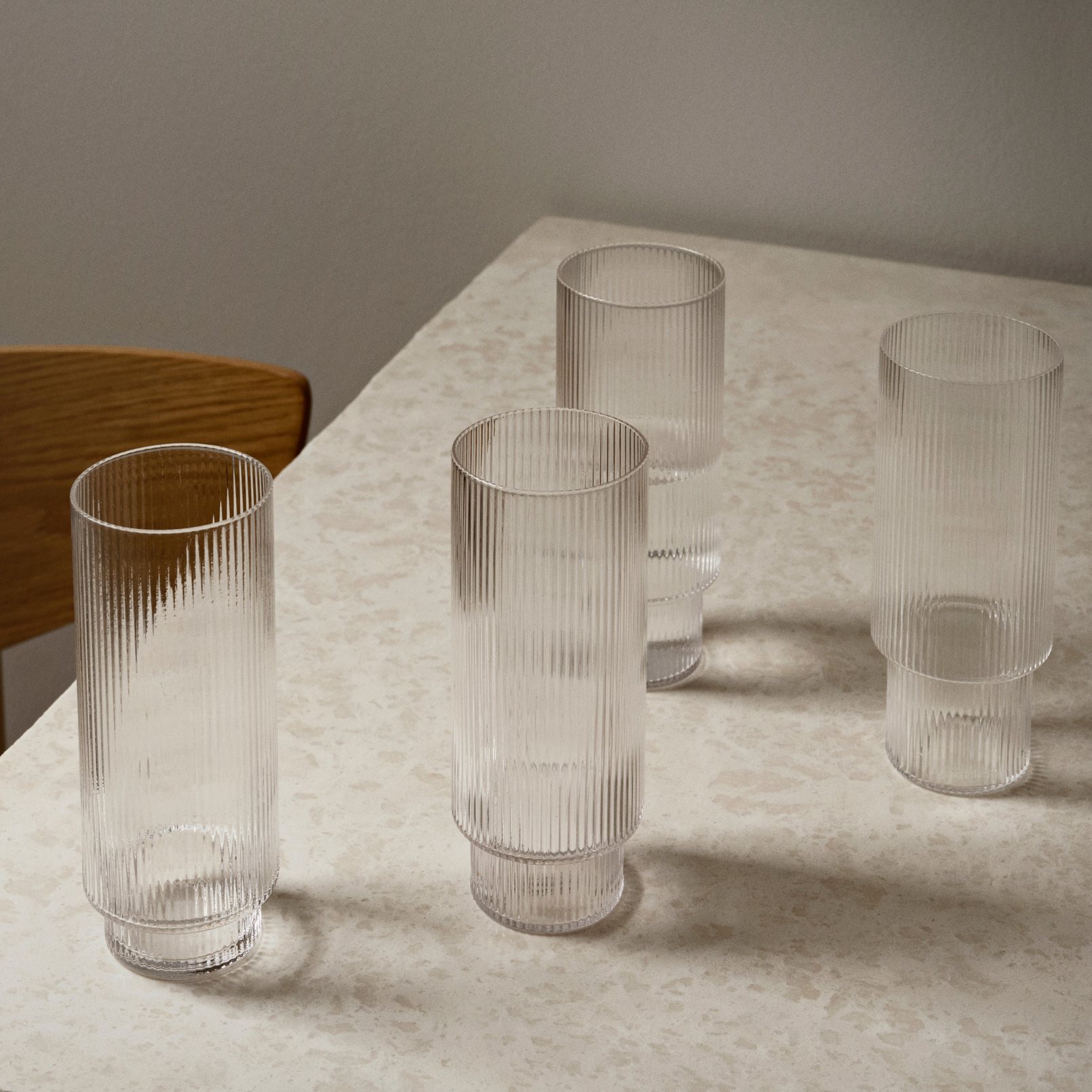 Long drink glas RIPPLE 300 ml, set i 4 delar, ljust, fast LIVING