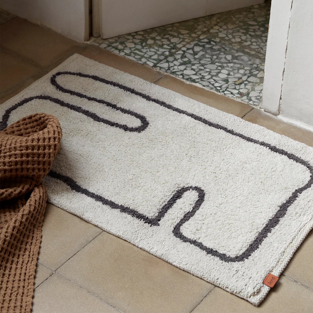 Badrumsmatta LAY 50 x 70 cm, vit, bomull, fast LIVING