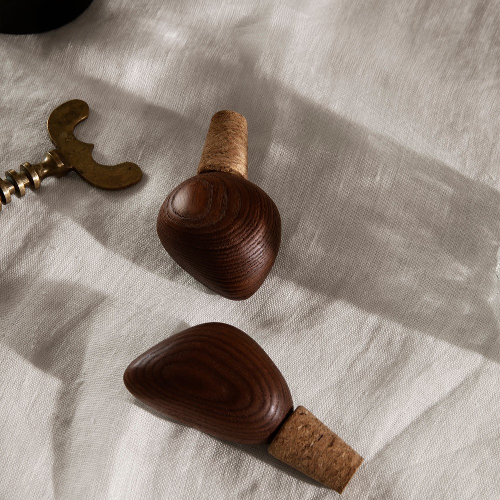 Vinstoppare CAIRN, set i 2 delar, brun, trä, ferm LIVING