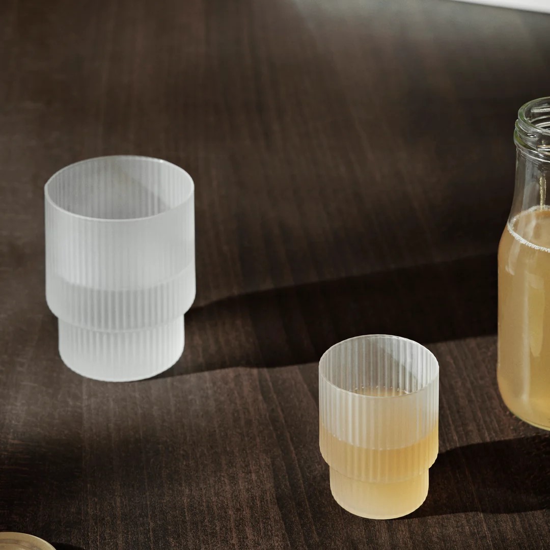 Vattenglas RIPPLE 200 ml, set i 4 delar, vit, fast LIVING
